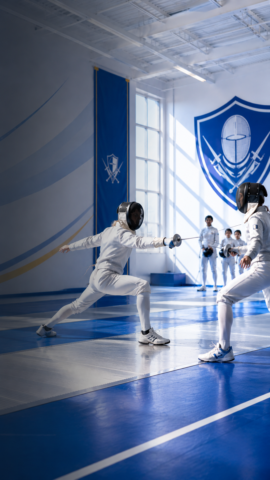 Fencers training at Monteleon Fencing Club academy